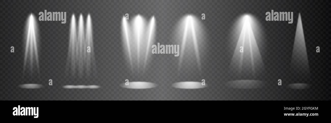 Set, realistic lighting, light rays on a dark background - Vector ...