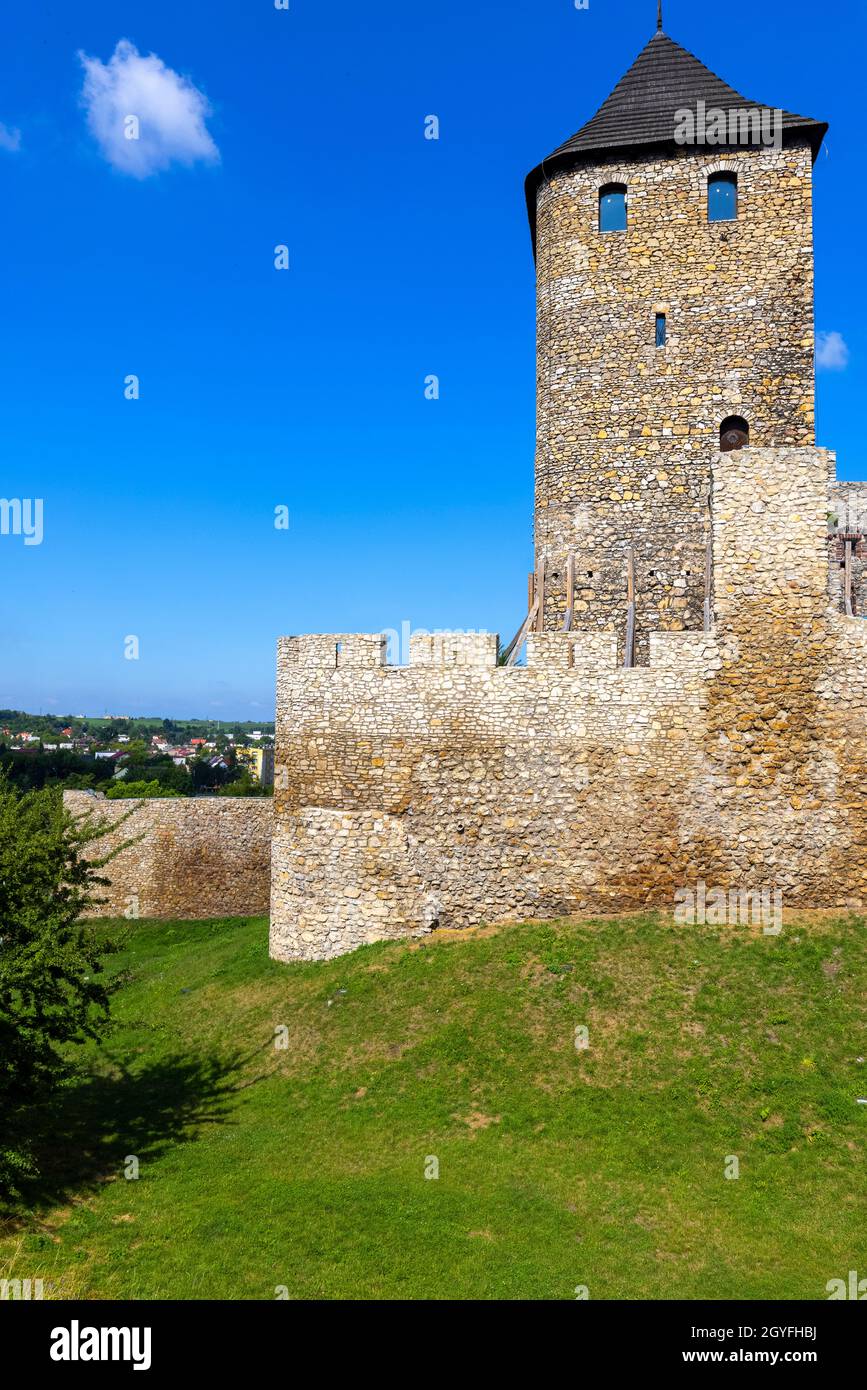 Medieval gothic castle, Bedzin Castle, Upper Silesia, Bedzin, Poland. It was built as a fortified by King Casimir the Great in the 13th century. Now r Stock Photo