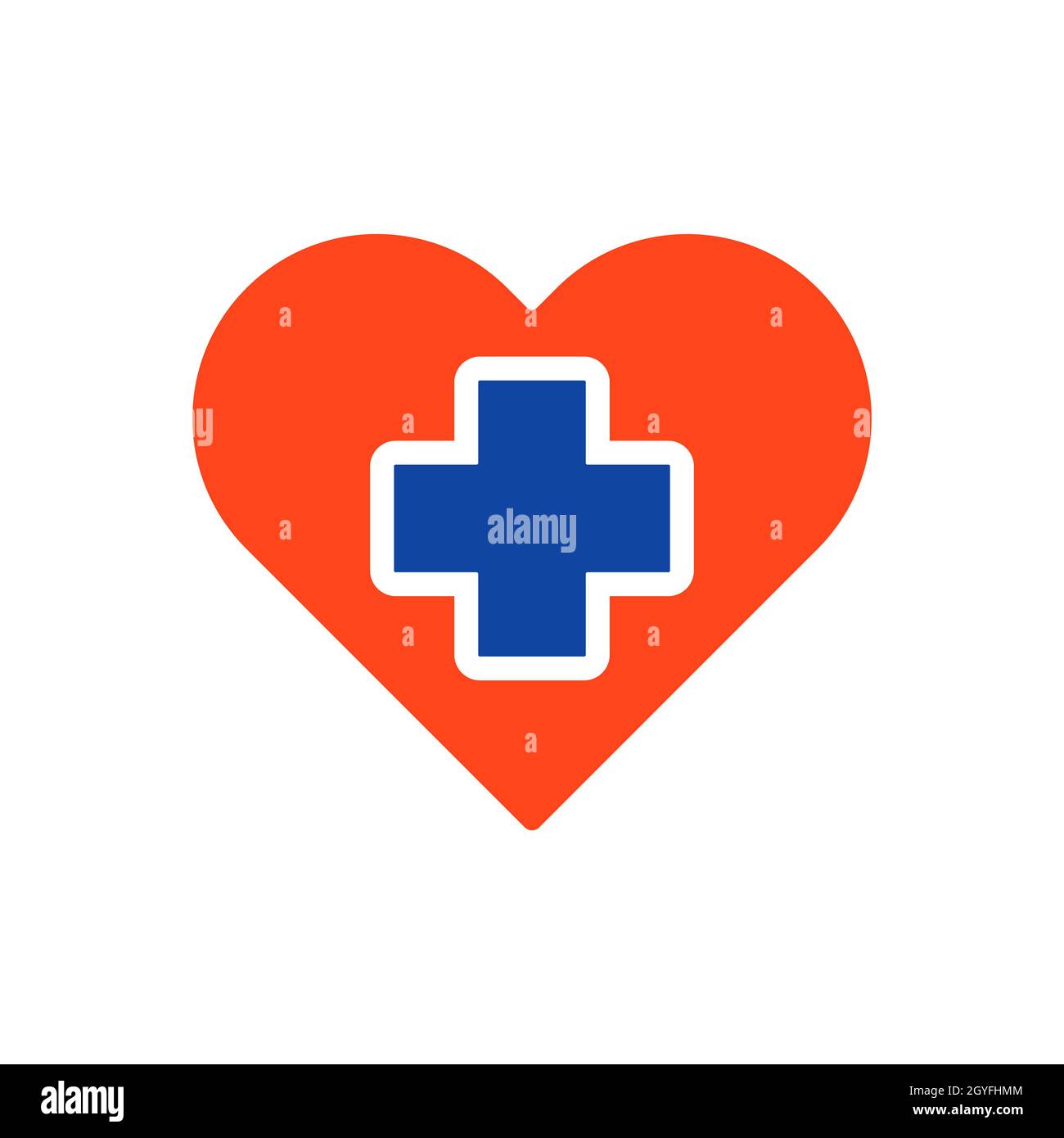 Cross inside heart vector glyph icon. Medicine and healthcare, medical ...