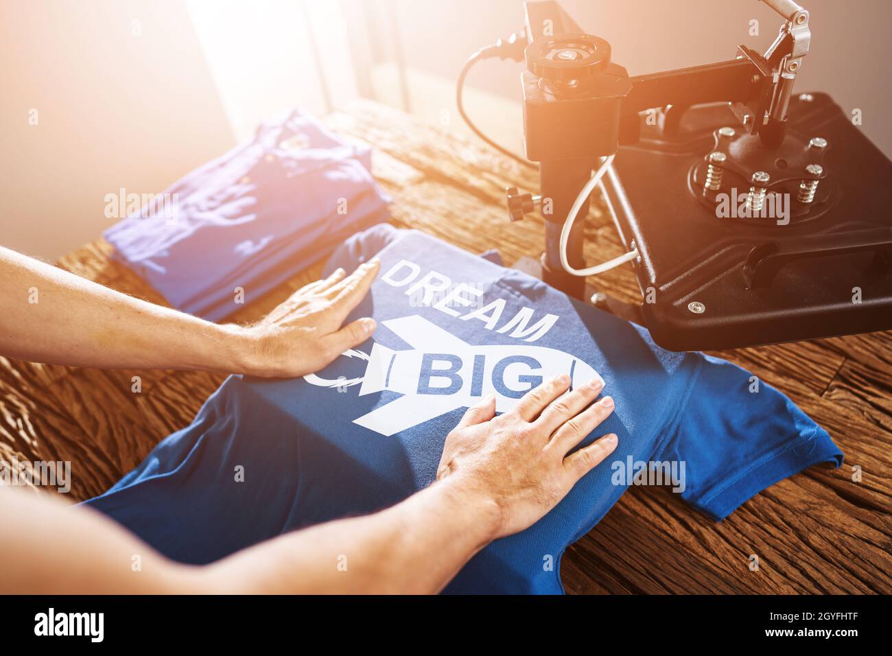 TShirt Print Using Heat Press Machine. Shirt Printing Stock Photo Alamy