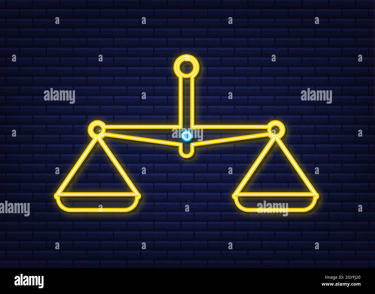 Scales icon. Neon icon. Libra isolated. Vector stock illustration Stock