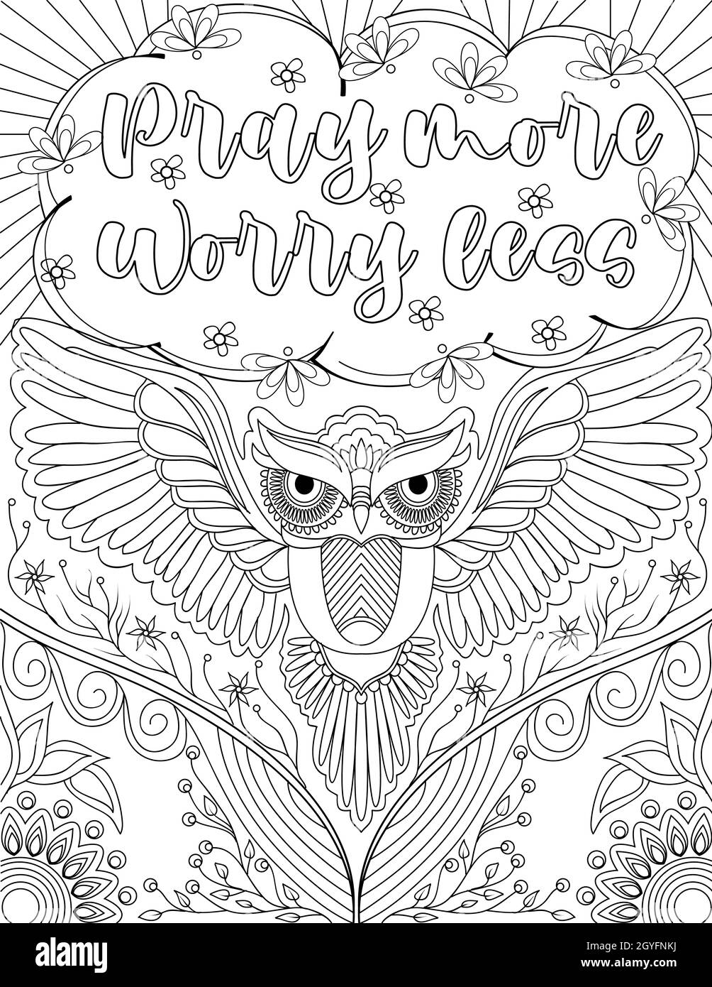 Floral owl Black and White Stock Photos \u0026 Images - Alamy, image size:1004x1390