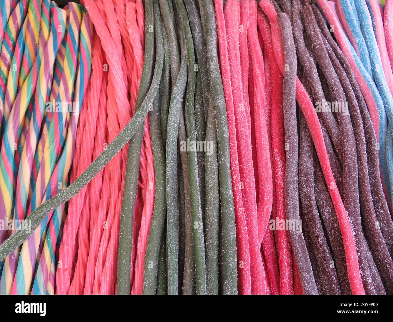 delicious licorice colors and flavors sizes sweet shapes Stock Photo