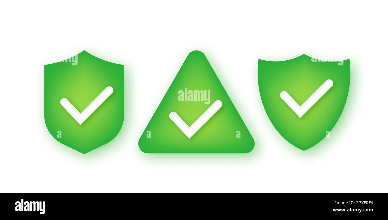 Set Shield check mark logo icon design template. Stock Vector