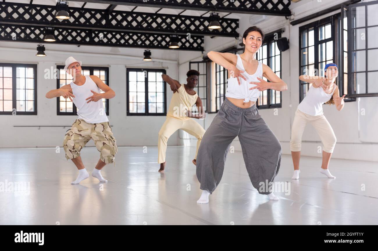 Dancers training movements in ballroom Stock Photo Alamy