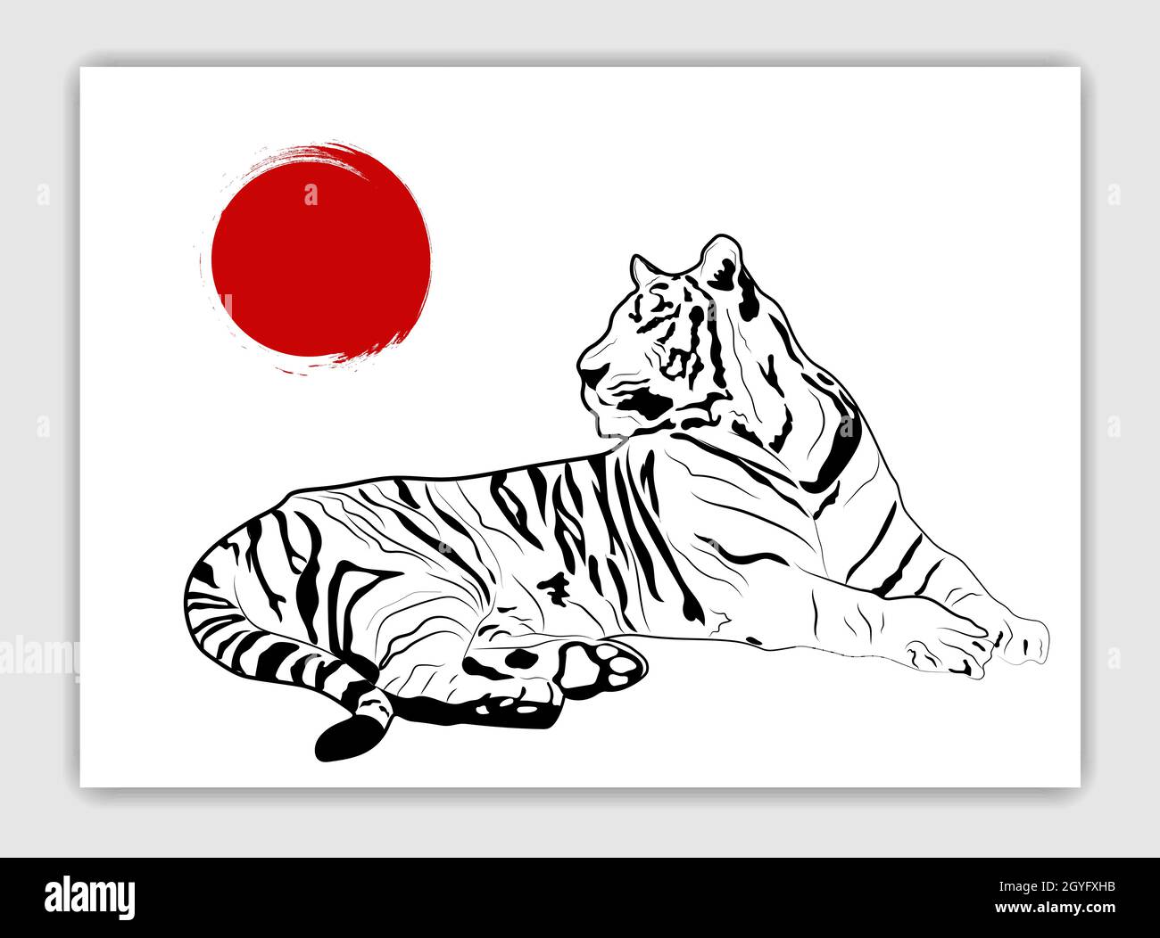 Two tigers black silhouettes on white background chinese tiger simple  realistic sketch hand ink drawing vector illustration for new year design  Stock Vector Image  Art  Alamy