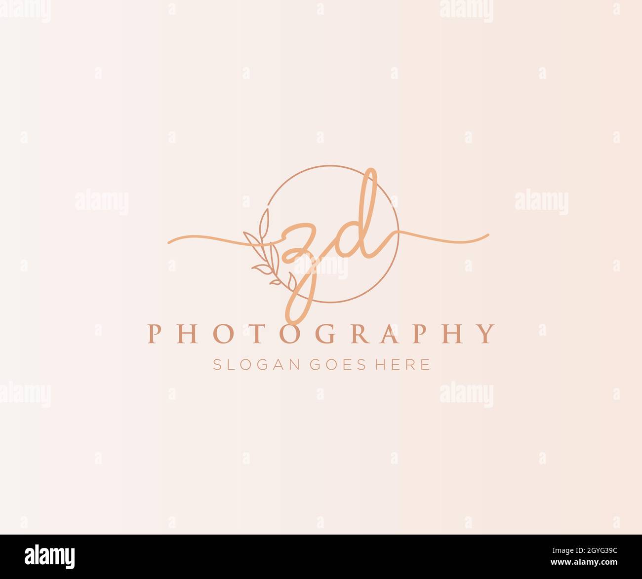 ZD feminine logo. Usable for Nature, Salon, Spa, Cosmetic and Beauty Logos. Flat Vector Logo Design Template Element. Stock Vector