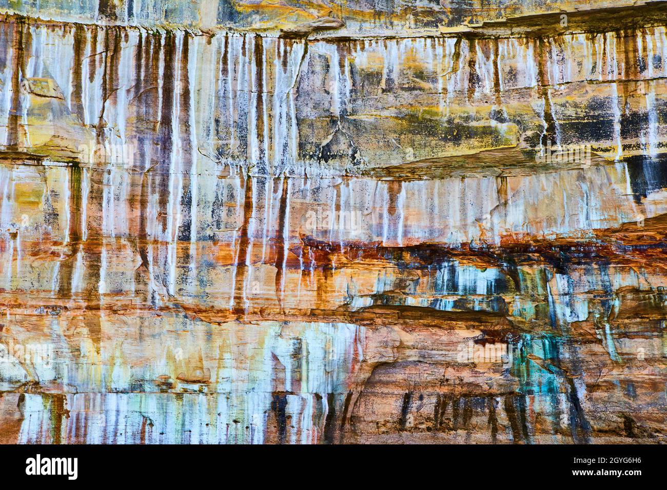 Pictured Rocks Color Palete Pictured Rocks and their coat of many colors Stock Photo - Alamy