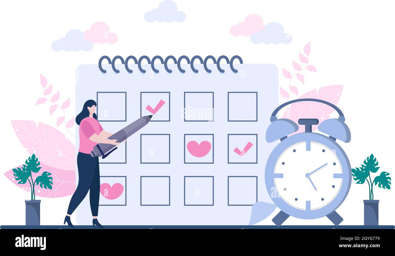 Planning Schedule or Time Management with Calendar Business Meeting