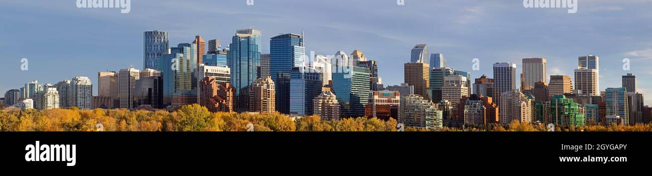 Calgary skyline panoramic view of city downtown, Alberta, Canada Stock Photo