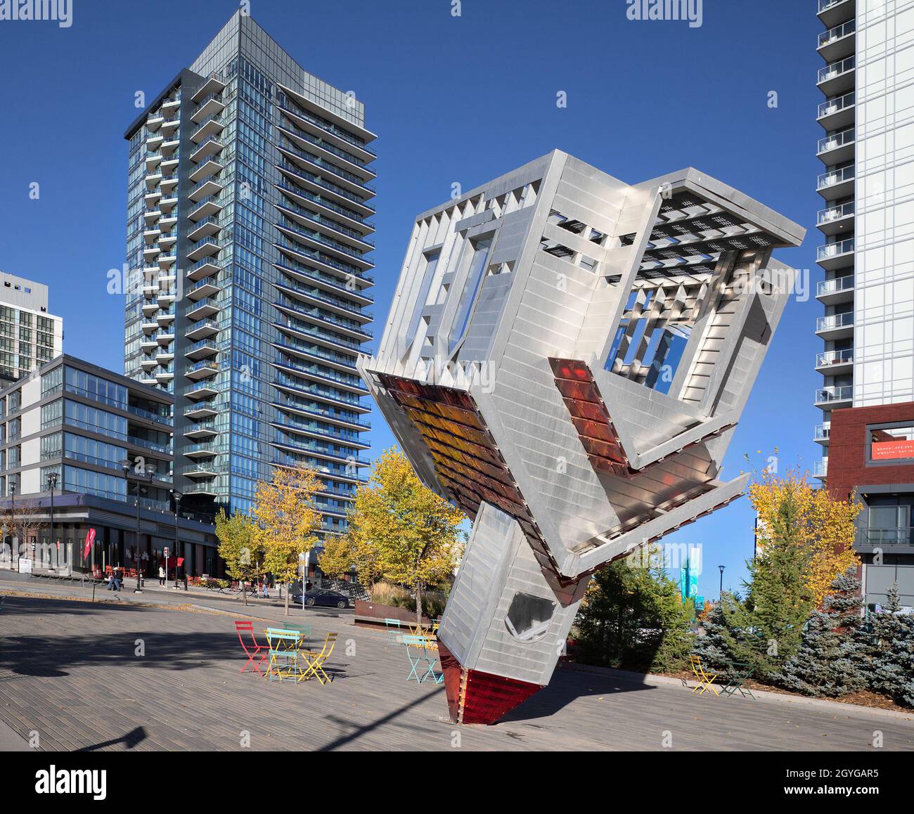 Sculpture of an upside down country church called "Device to Root Out