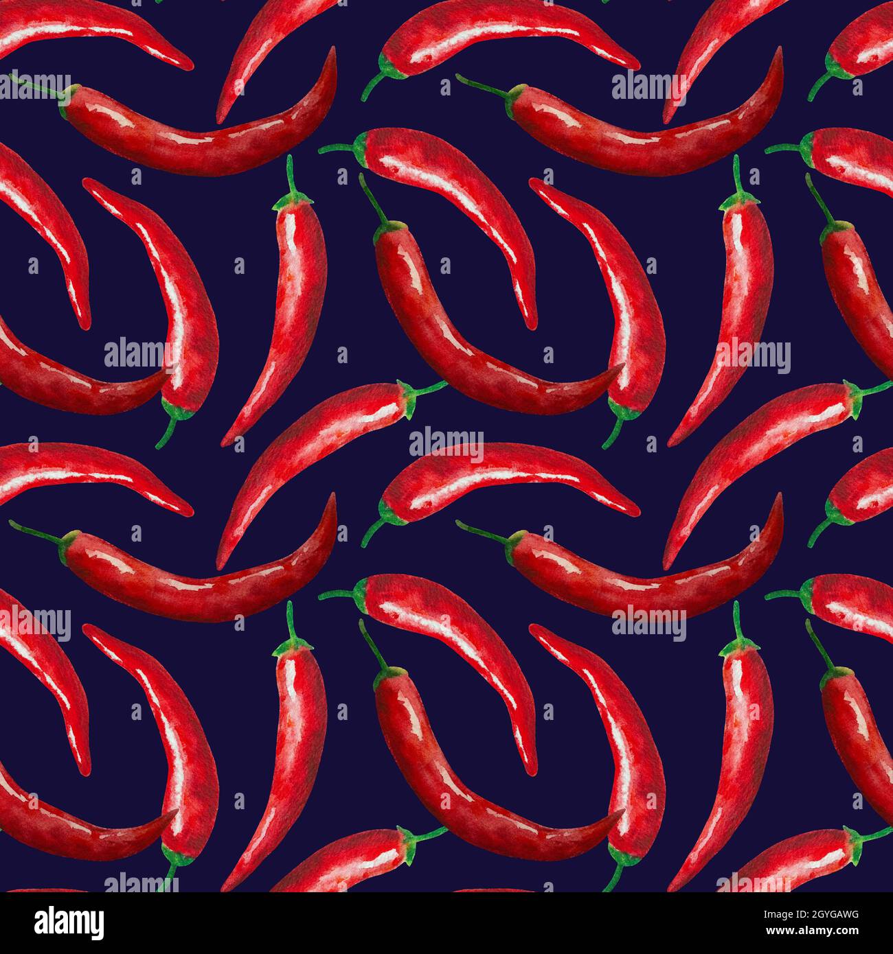 Seamless Pattern With Watercolor Painted Red Hot Chili Peppers Print For Textile And Accessories Design Menu And Restaurants Stock Photo Alamy