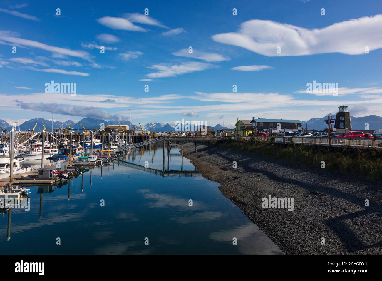 The protected harbor at HOMER, ALASKA Stock Photo Alamy
