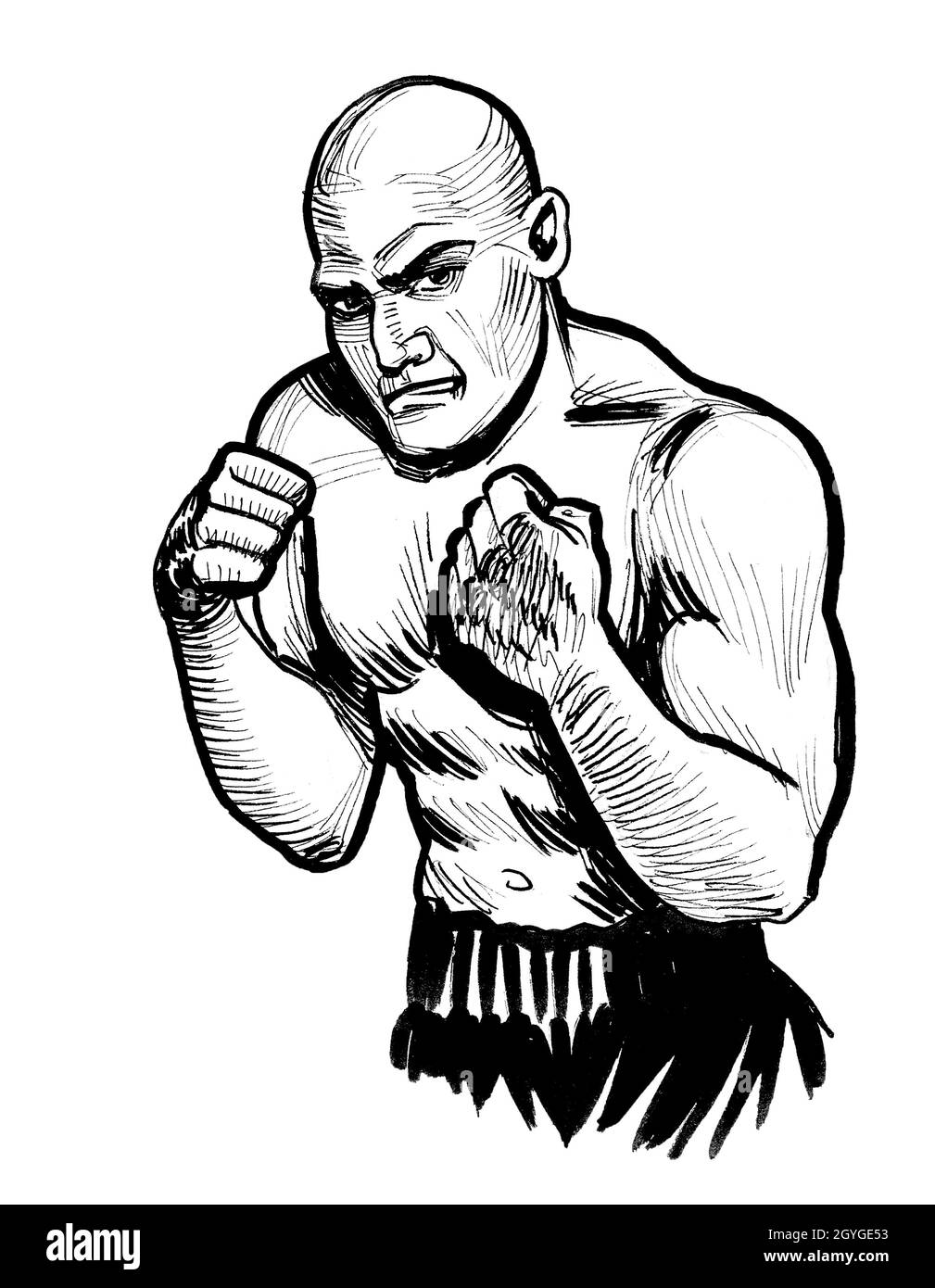 Premium Vector  Boxing champ standing and ready to fight  man boxer  fighter silhouette hand drawn vector sketch