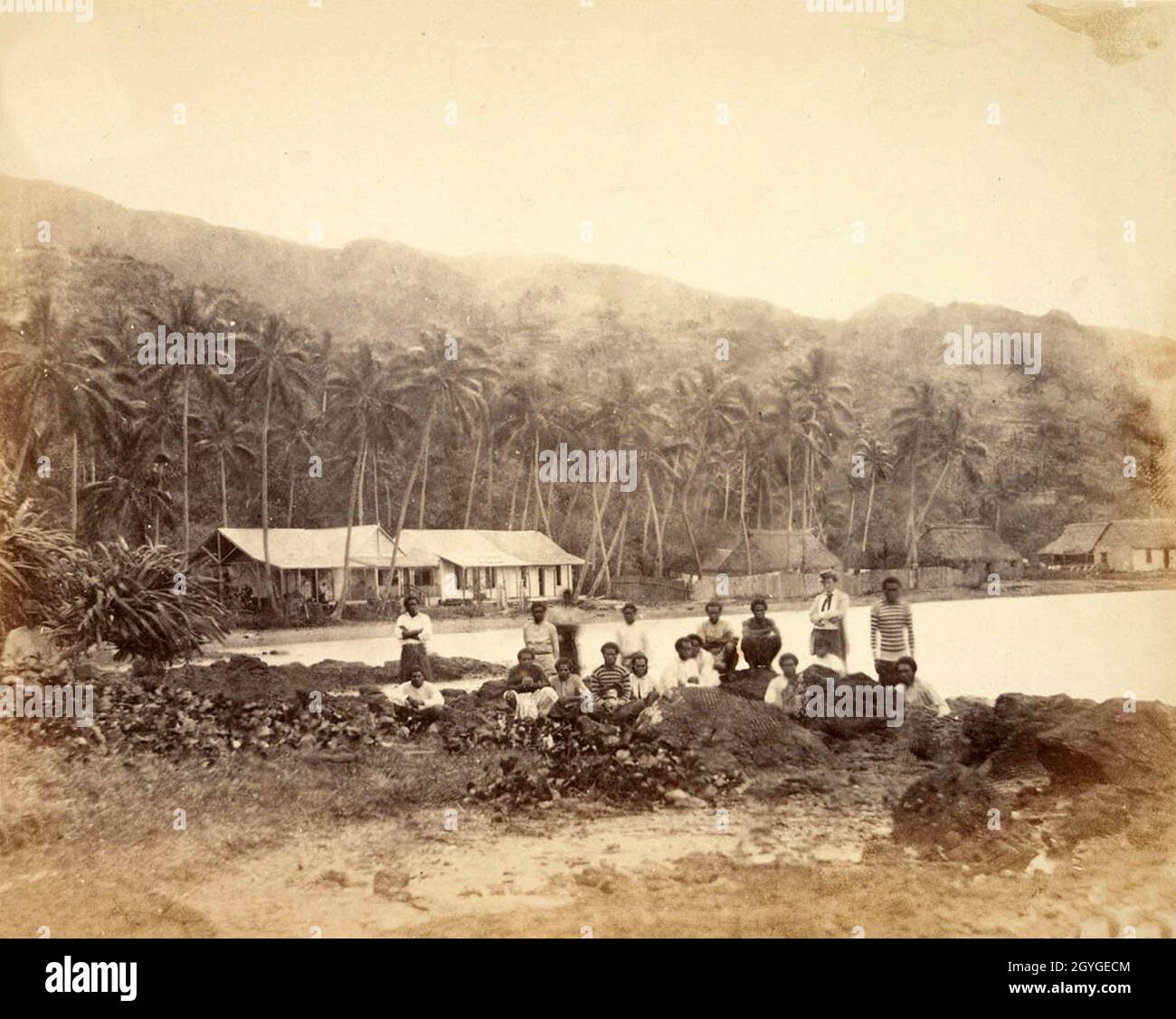 Group of Natives, Mathuata, Fiji, circa 1861 Stock Photo