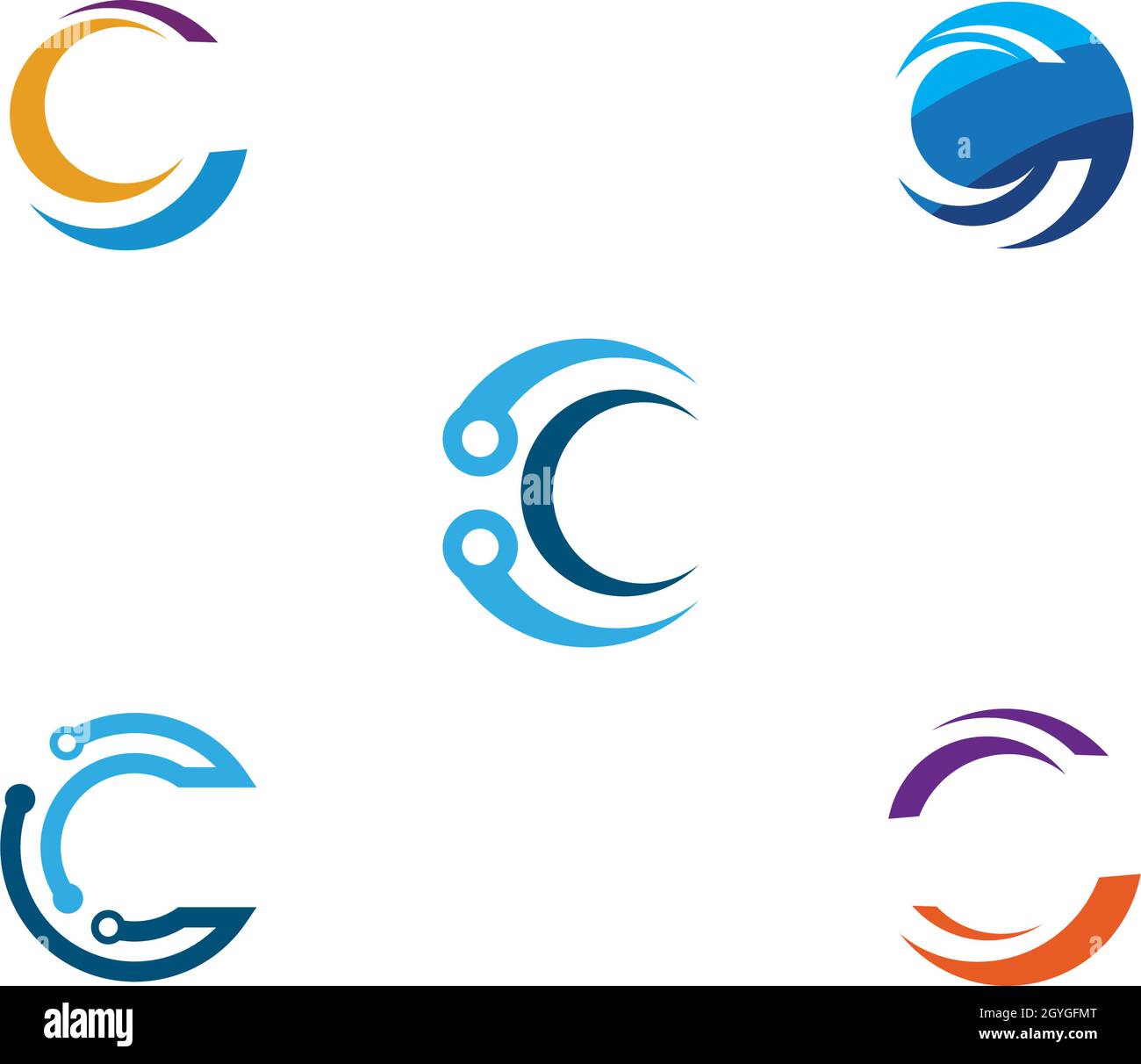 C Letter technology Logo Template vector icon design Stock Vector Image ...