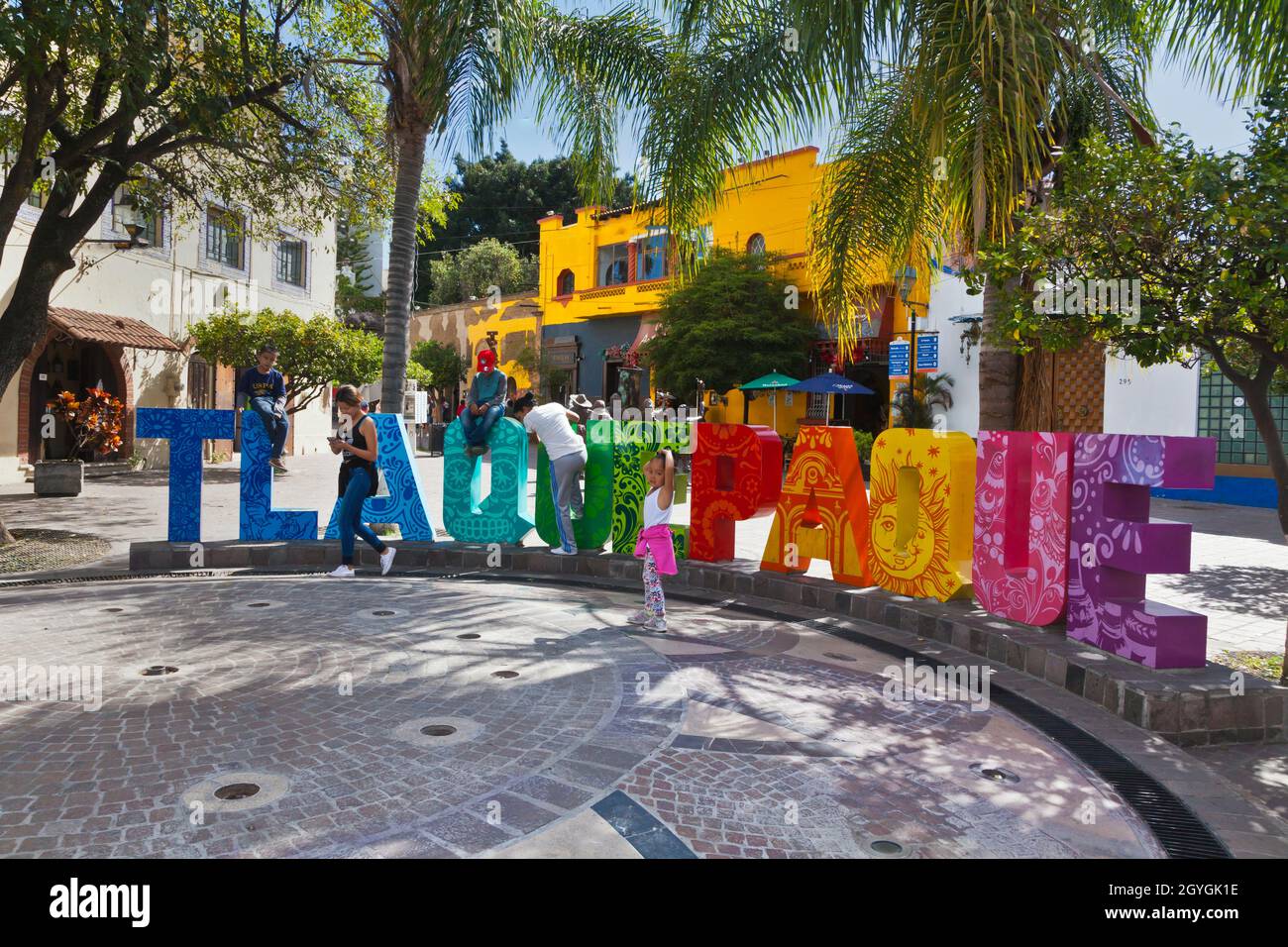 Colorfully painted letter of  TLAQUEPAQUE - GUADALAJARA, MEXICO Stock Photo