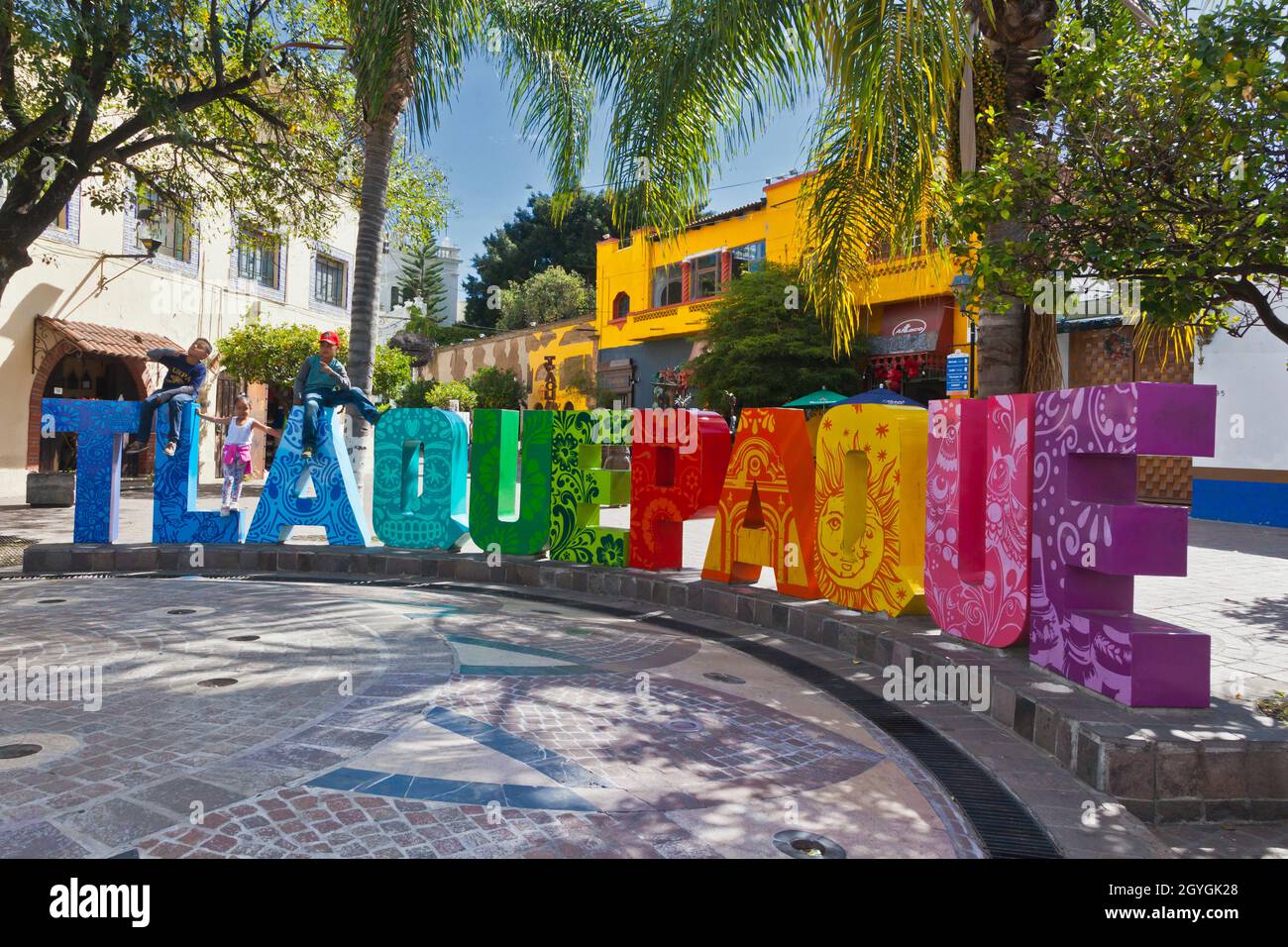Colorfully painted letter of  TLAQUEPAQUE - GUADALAJARA, MEXICO Stock Photo