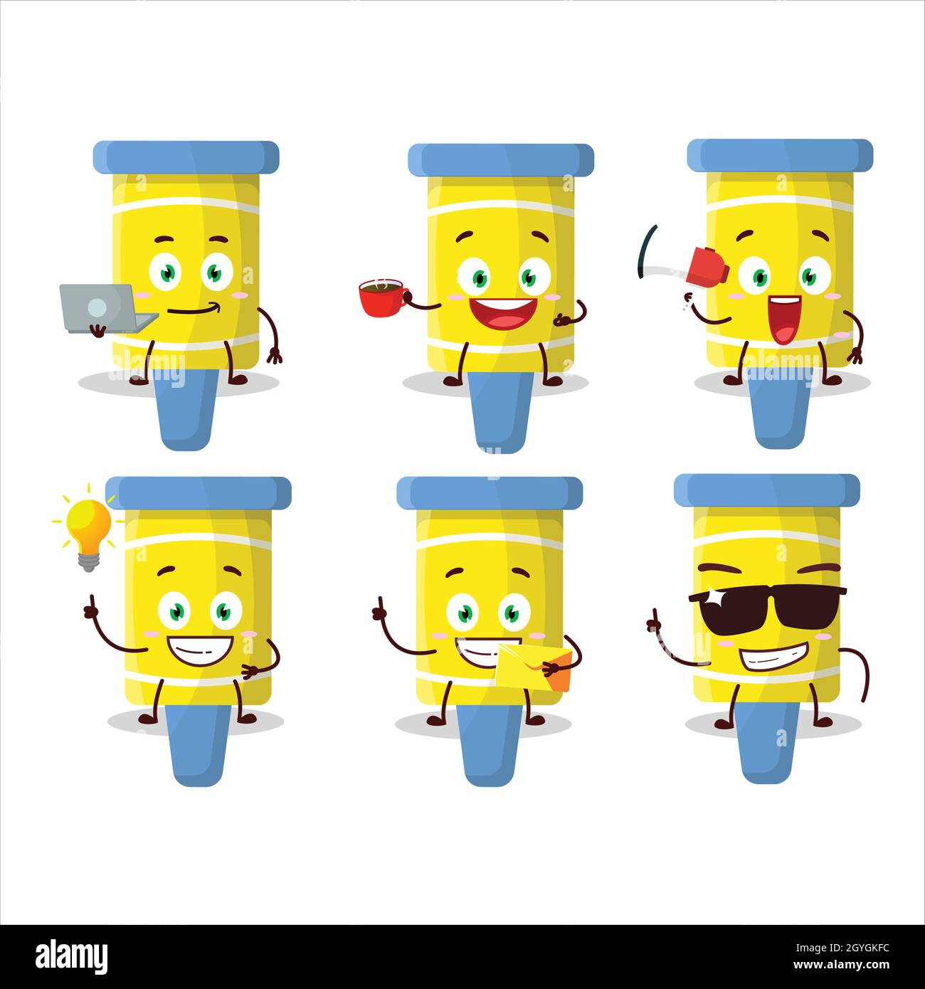 Fireworks shells cartoon character with various types of business emoticons. Vector illustration Stock Vector