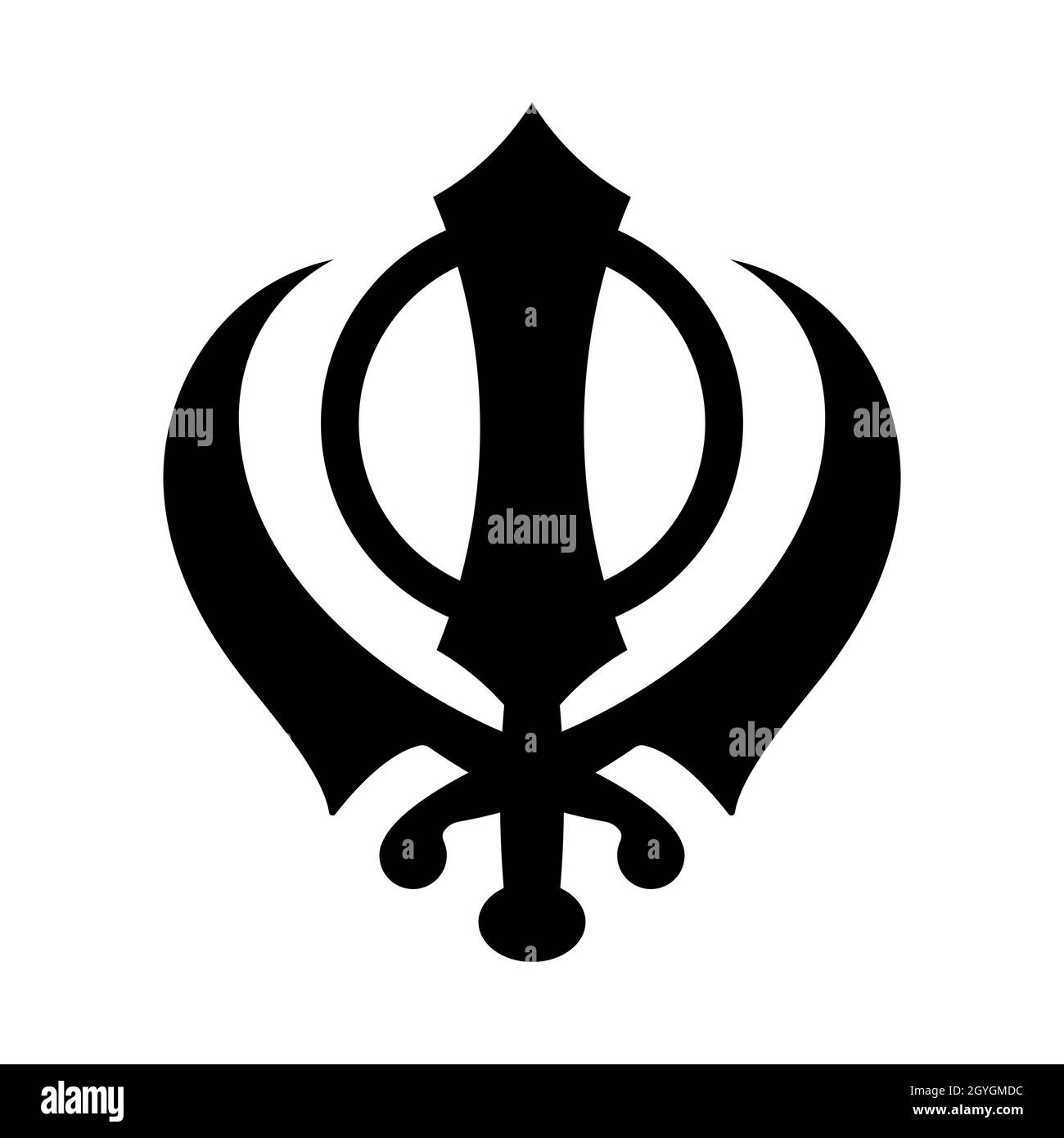 Khanda symbol. Religious symbol of Sikhism. Vector illustration. Black Khanda icon Stock Vector