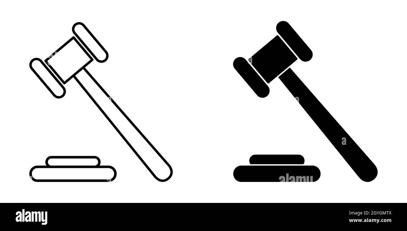 Judge hammer icon. Gavel icons. Vector illustration. Set of black
