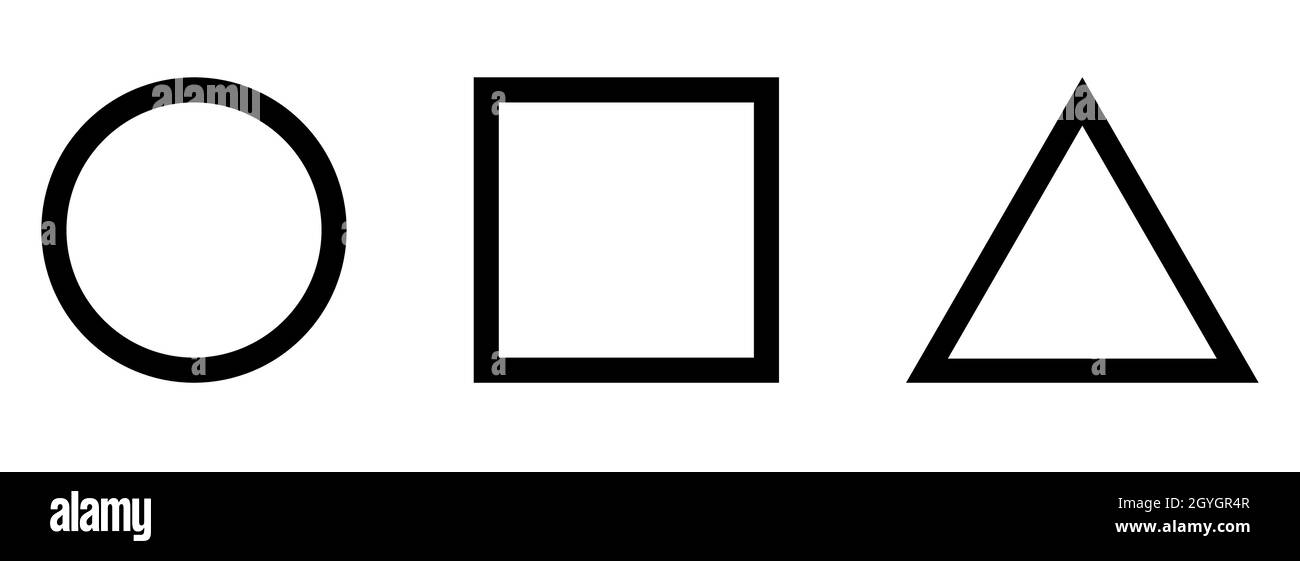 Squid Game Symbols. Round, Square, Triangle. Vector illustration Stock Vector