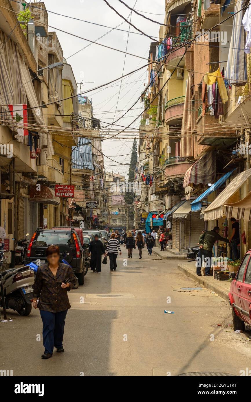 LEBANON, MOUNT LEBANON, STREET IN THE ARMENIAN DISTRICT OF BOURJ HAMMOUD Stock Photo