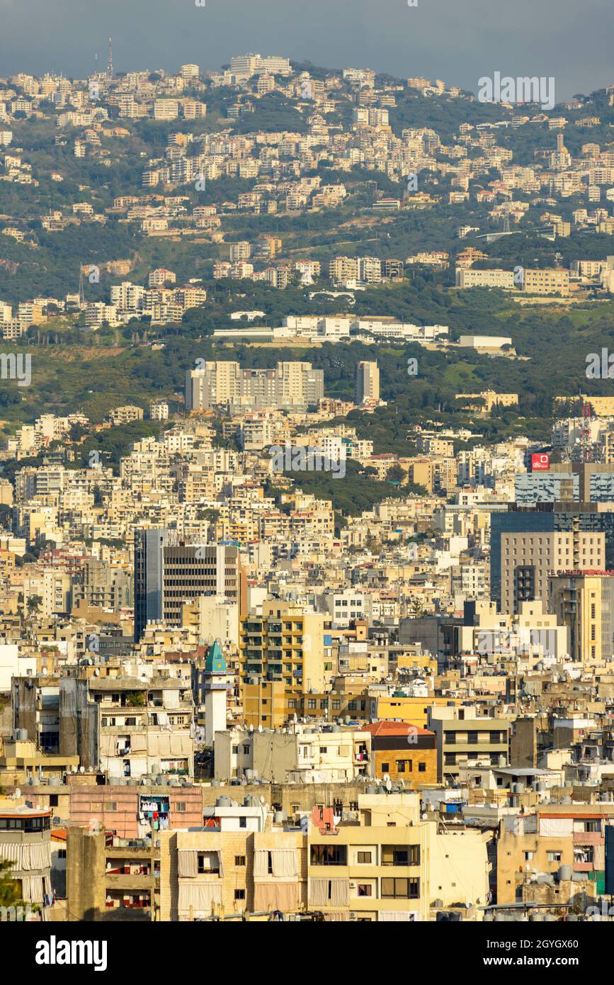 LEBANON, BEIRUT, ACHRAFIEH, URBANIZATION AROUND BEIRUT VIEW FROM