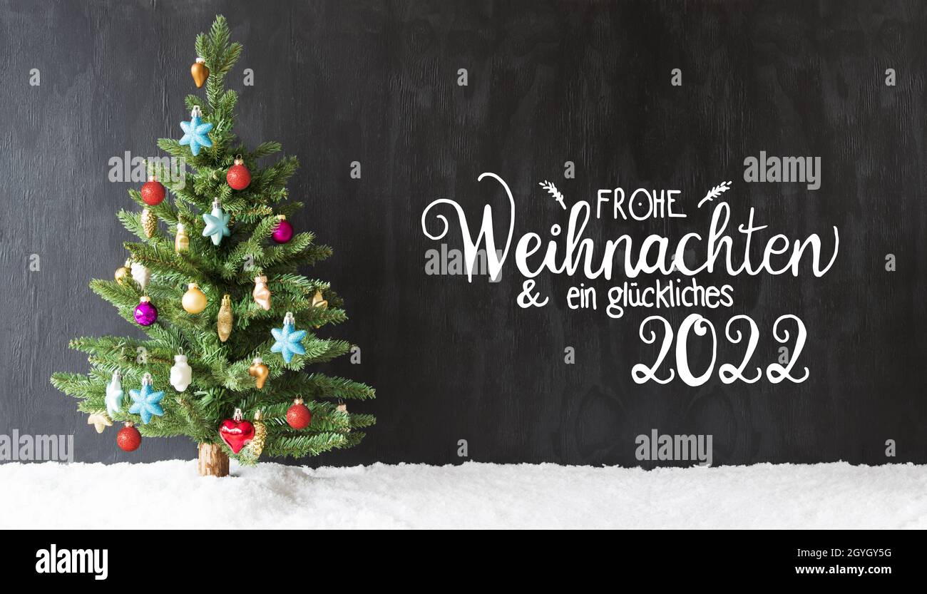 Is It Supposed To Snow On Christmas 2022 Christmas Tree, Colorful Ball, Snow, Glueckliches 2022 Means Happy 2022  Stock Photo - Alamy