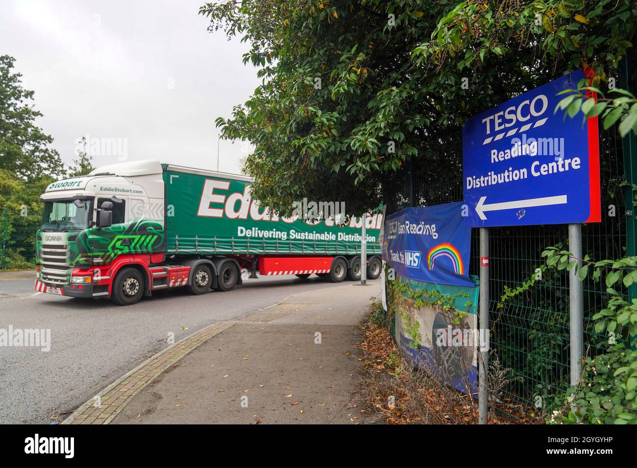 Lorries at the Tesco distribution centre in Reading, Berkshire. Picture