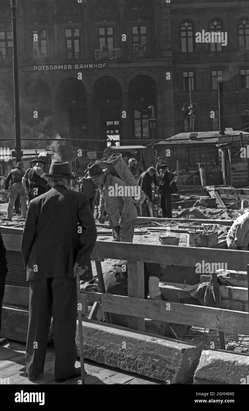 Arbeiten am Potsdamer Platz in Berlin, Deutschland 1930er Jahre