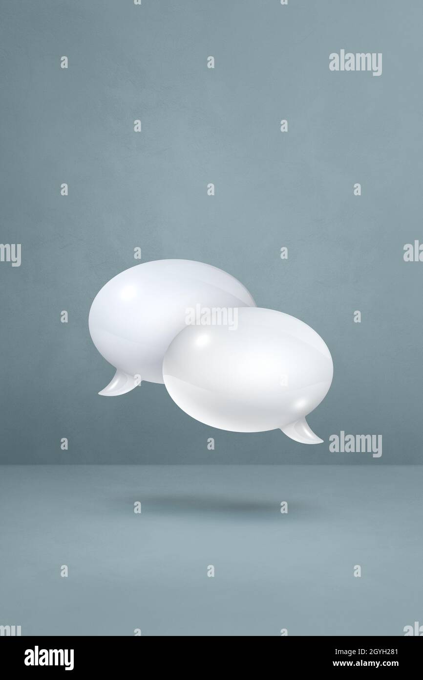 3D white speech bubbles isolated on grey vertical background Stock ...