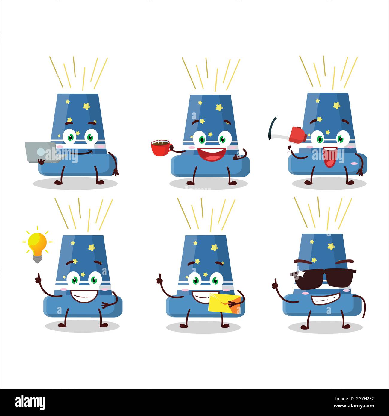 Reloadable mortar cartoon character with various types of business ...