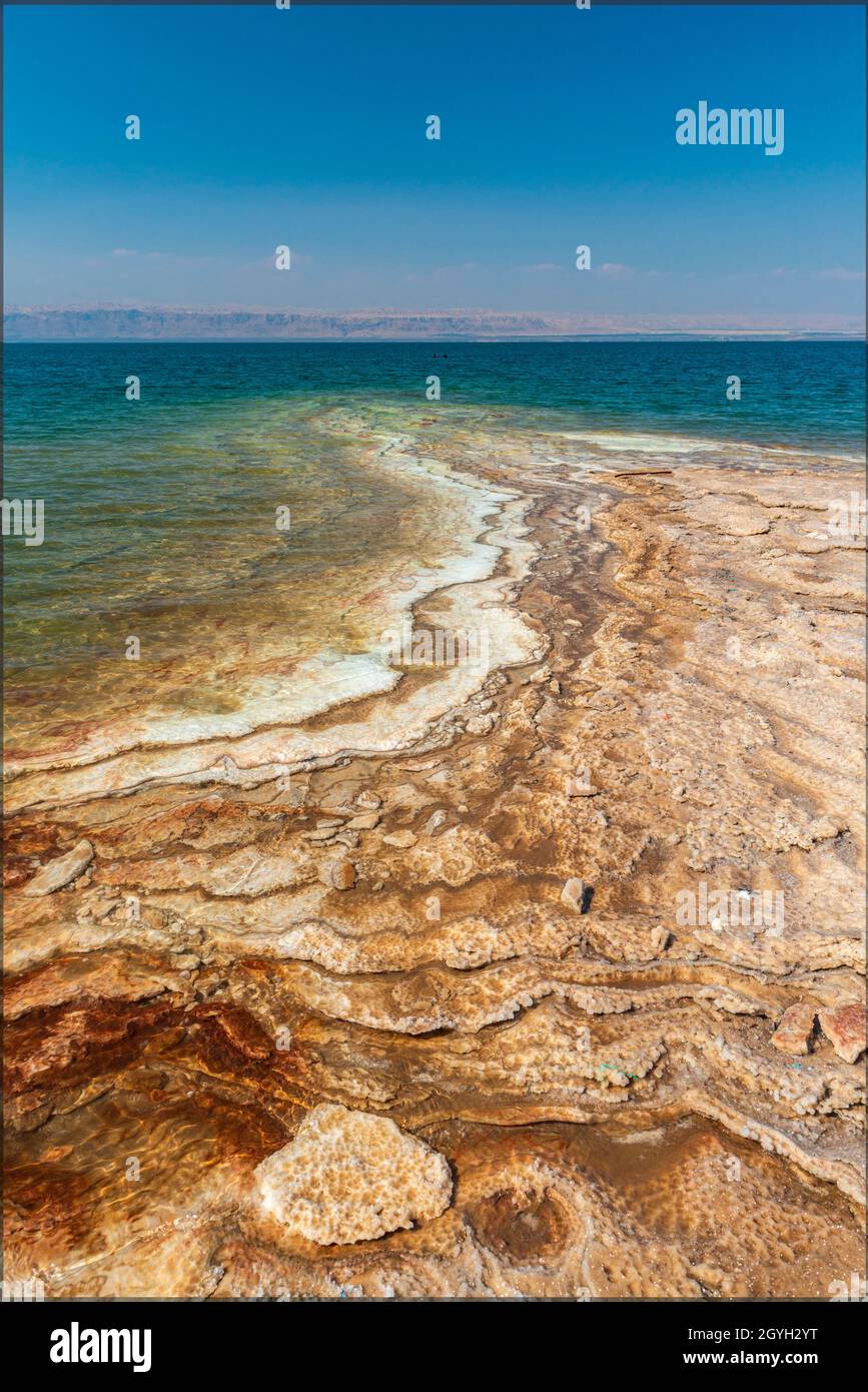 Salt deposits on shore dead sea hi-res stock photography and images - Alamy