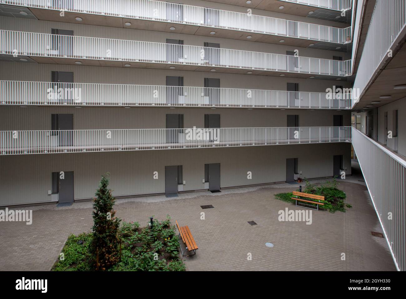 The courtyard of a residential building. Stock Photo