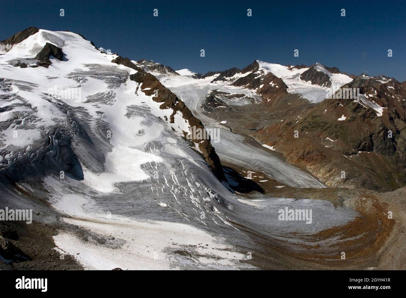 Rettenbach Glacier in summer Stock Photo