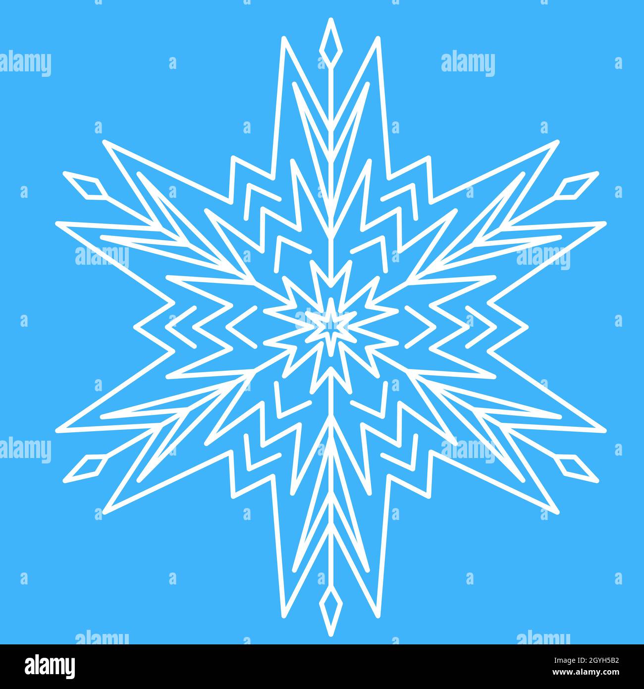 White ice snowflake for design, unique crystal pattern, vector illustration Stock Vector