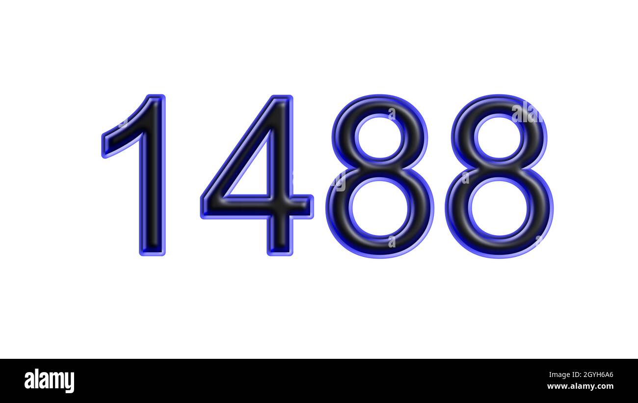 blue 1488 number 3d effect white background Stock Photo - Alamy