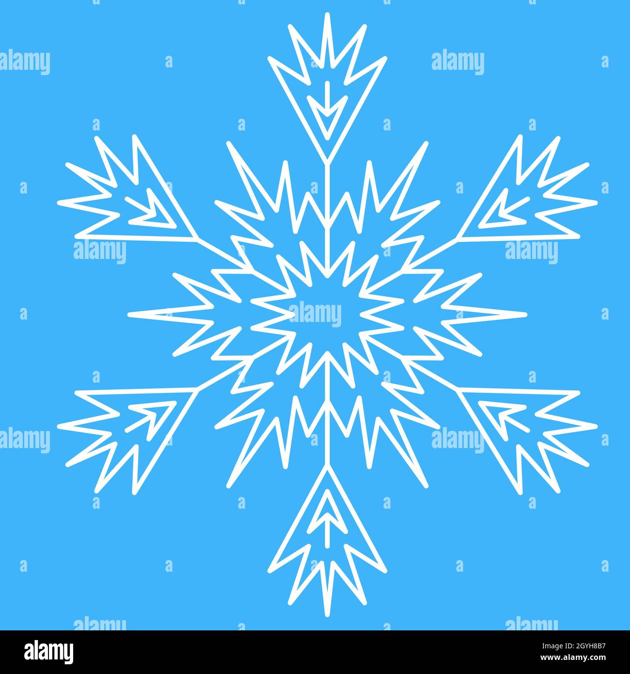 White ice snowflake for design, unique crystal pattern, vector illustration Stock Vector