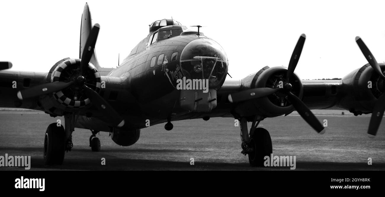 Boing B17G American bomber on British airfield Stock Photo