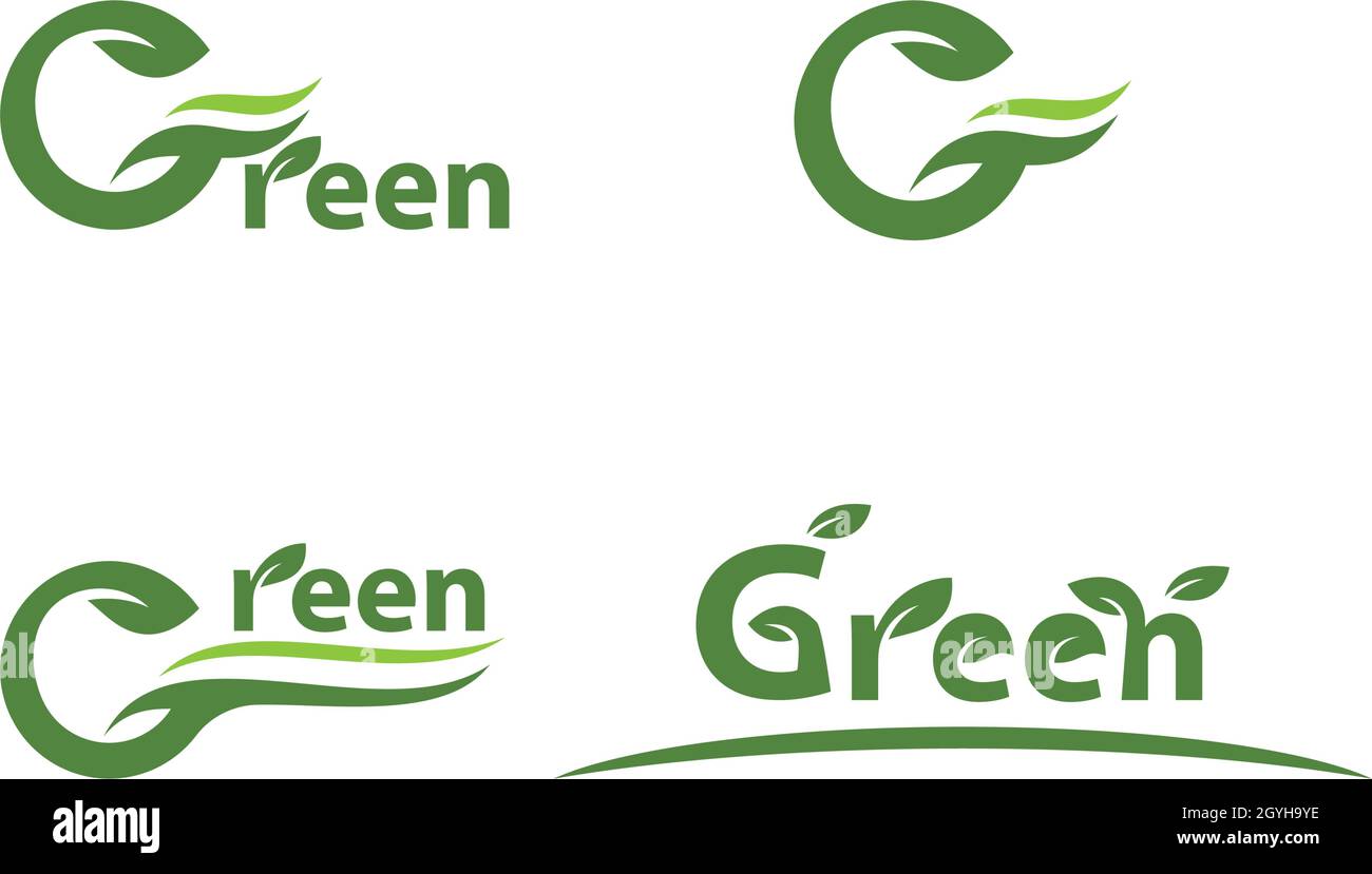 Logos of green leaf ecology nature element vector Stock Vector Image ...