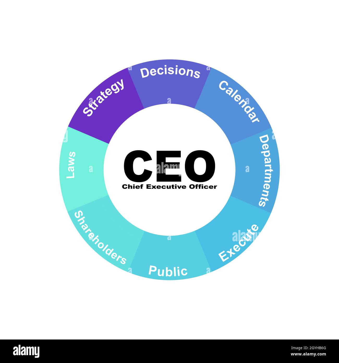 Diagram concept with CEO - Chief Executive Officer text and keywords. EPS 10 isolated on white background Stock Vector