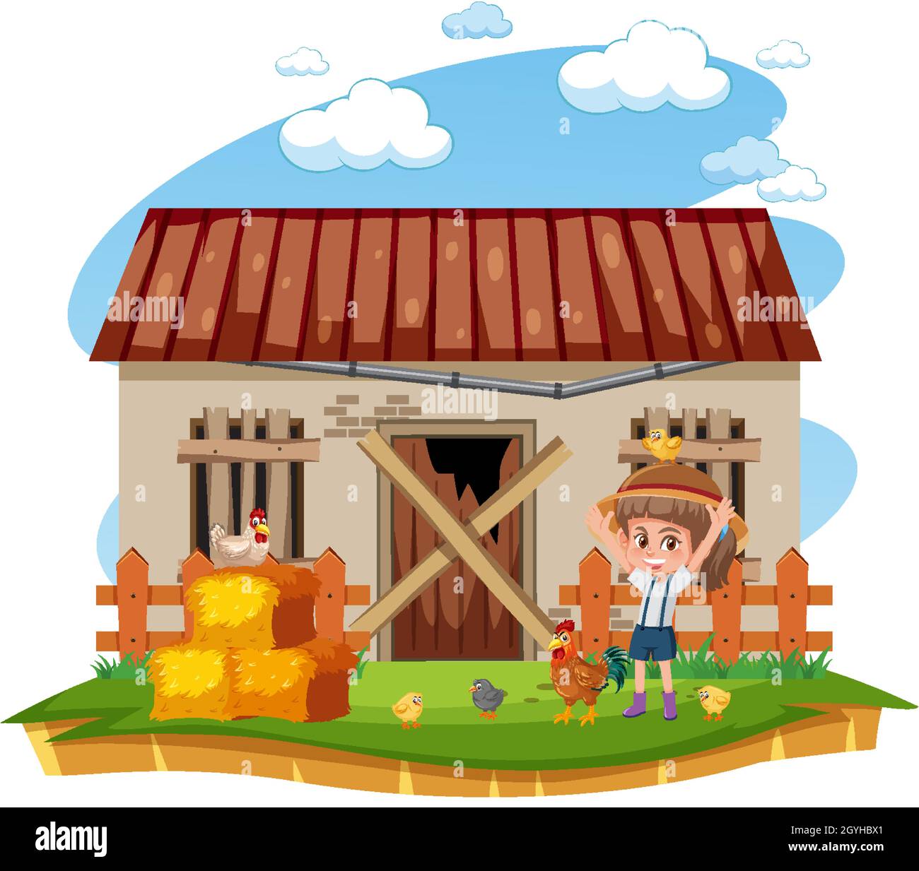 Farmer at the rural old farm house illustration Stock Vector Image ...