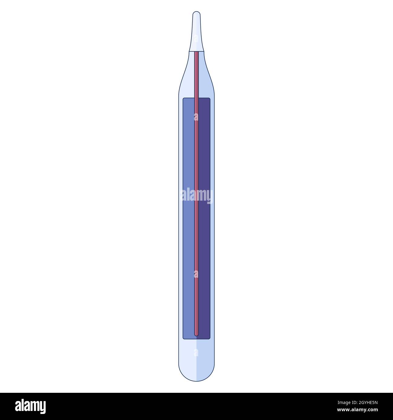 mercury thermometer, body temperature check in a flat style isolated on a white background Stock Vector