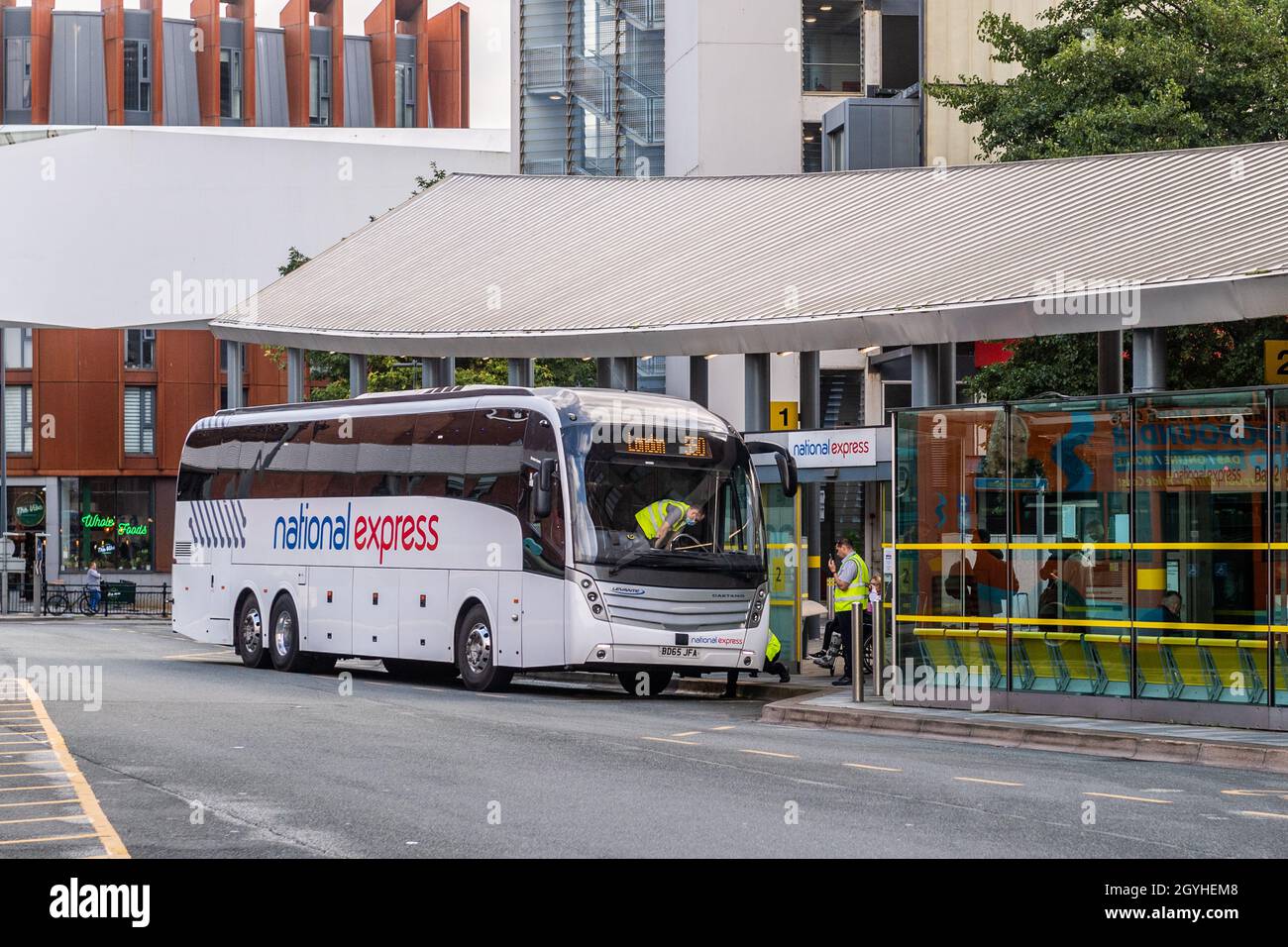 National Express coach stop in Liverpool, Merseyside, UK. Stock Photo