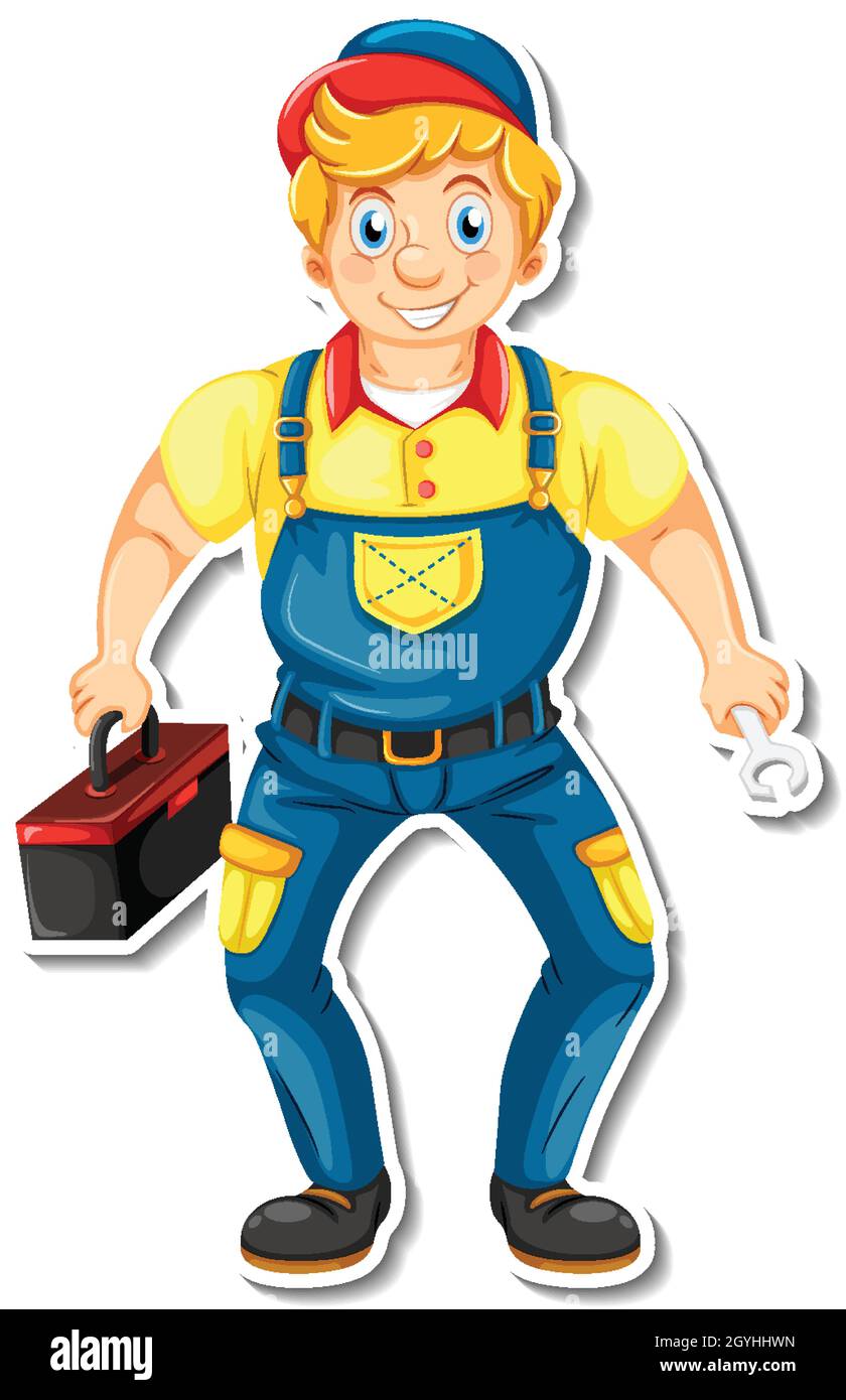 Sticker design with auto mechanic cartoon character illustration Stock Vector Image & Art - Alamy Sticker design with auto mechanic cartoon character illustration Stock Vector Image & Art - Alamy