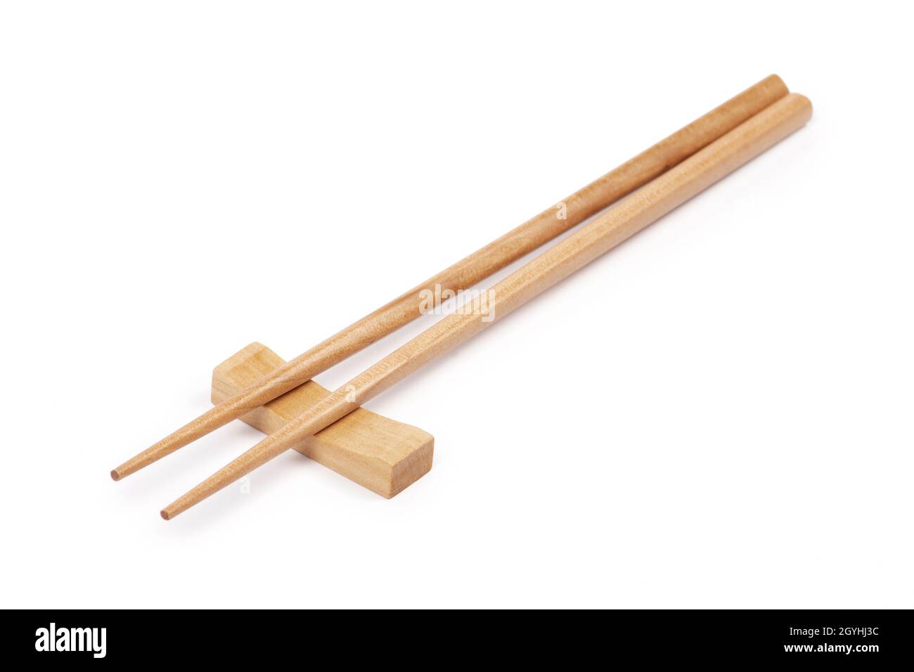 Wooden chopsticks isolated on white background Stock Photo