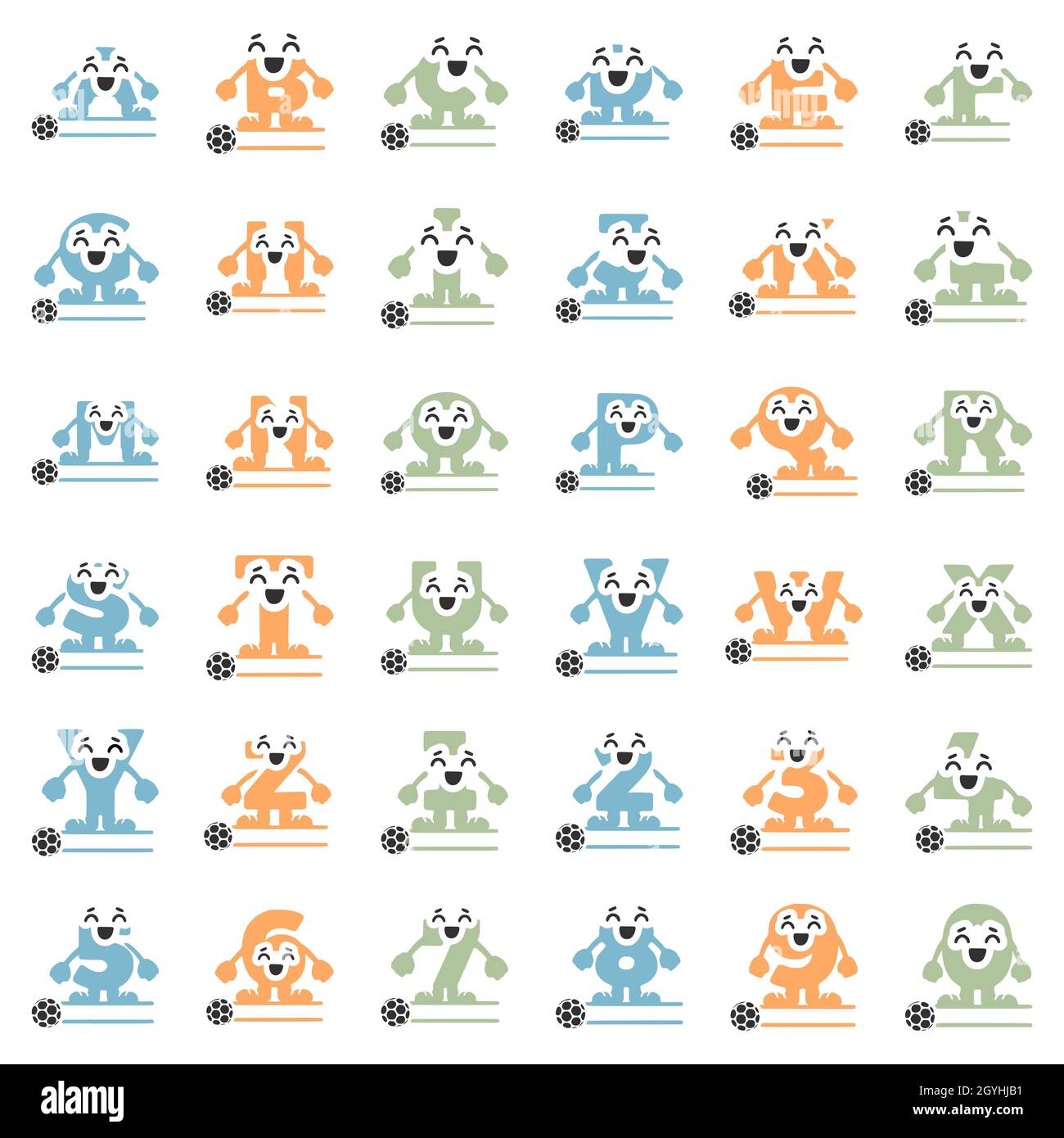 Set of football characters in the form of letters and numbers ...