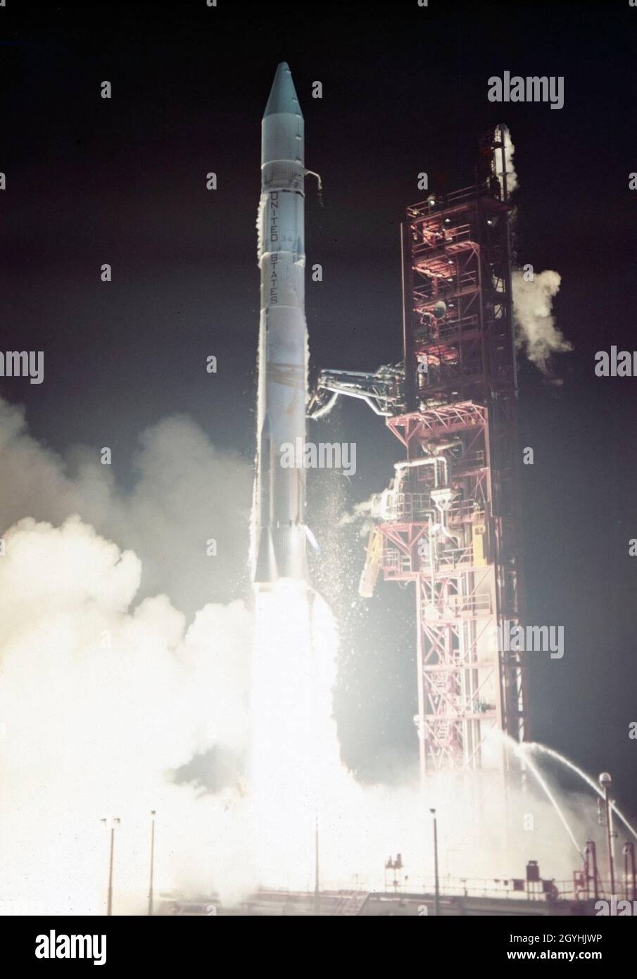 LAUNCH OF MARINER 10, LAUNCH VEHICLE-ATLAS-CENTAUR. LAUNCH DATE-NOVEMBER 3, 1973 PLANETARY EXPLORATION (VENUS AND MERCURY) Stock Photo