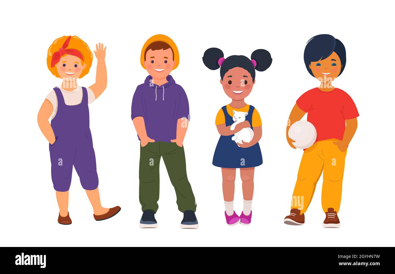 Group of joyful children in casual clothes Stock Vector Image & Art Alamy